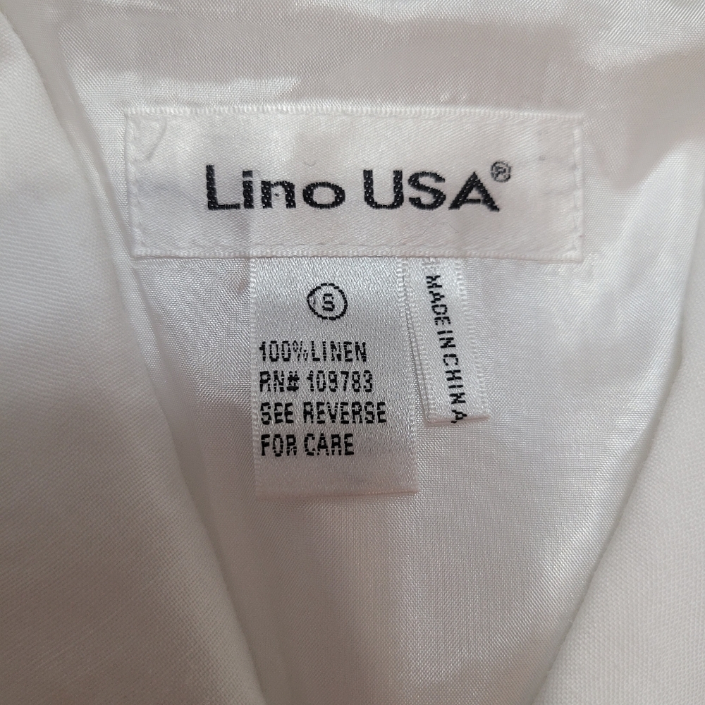 Lino Usa Chic White Midi Shirt Dress 100% Lino Size S - Picture 9 of 12
